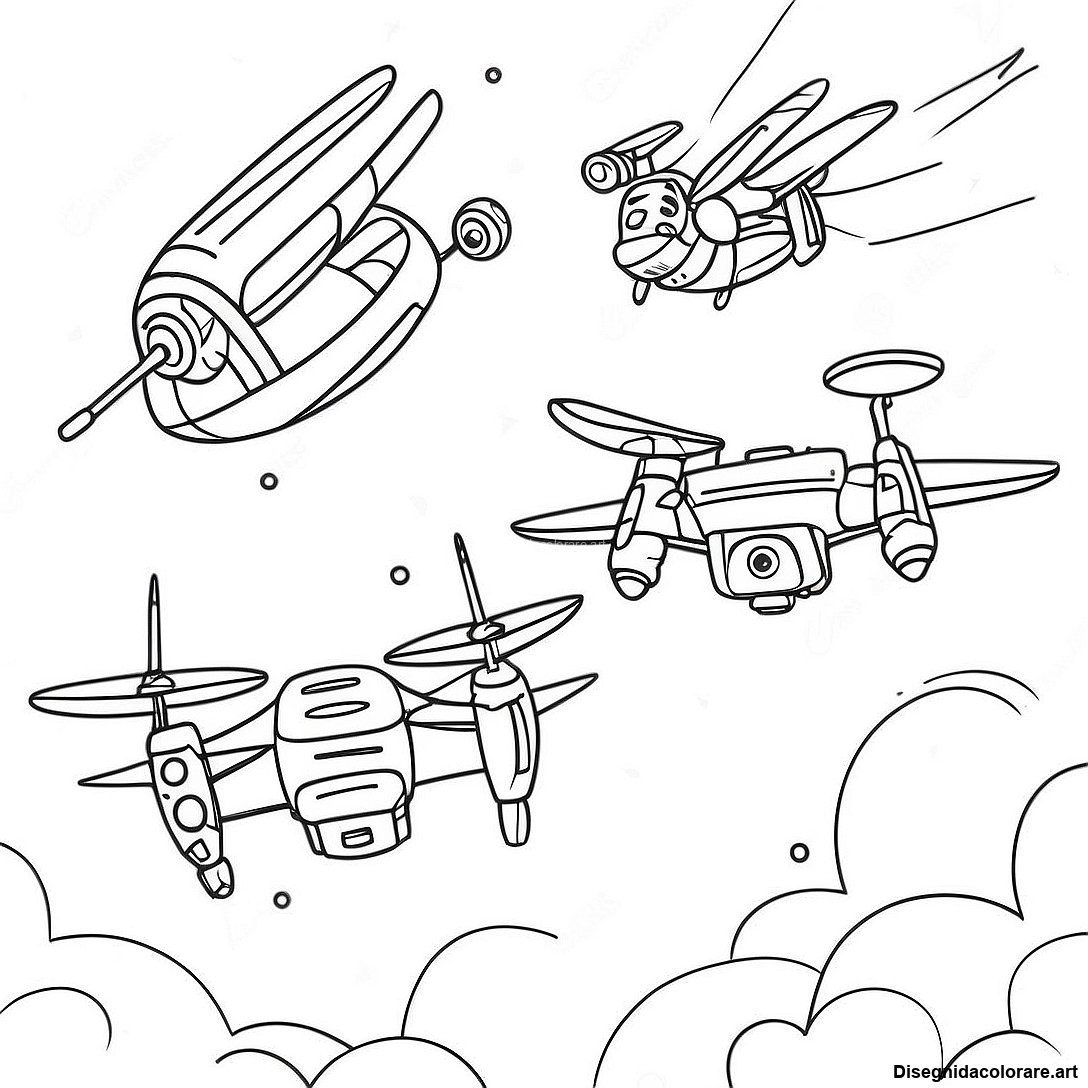 Pagina Da Colorare Battaglia Di Droni Assassini Feroce 105693 43244