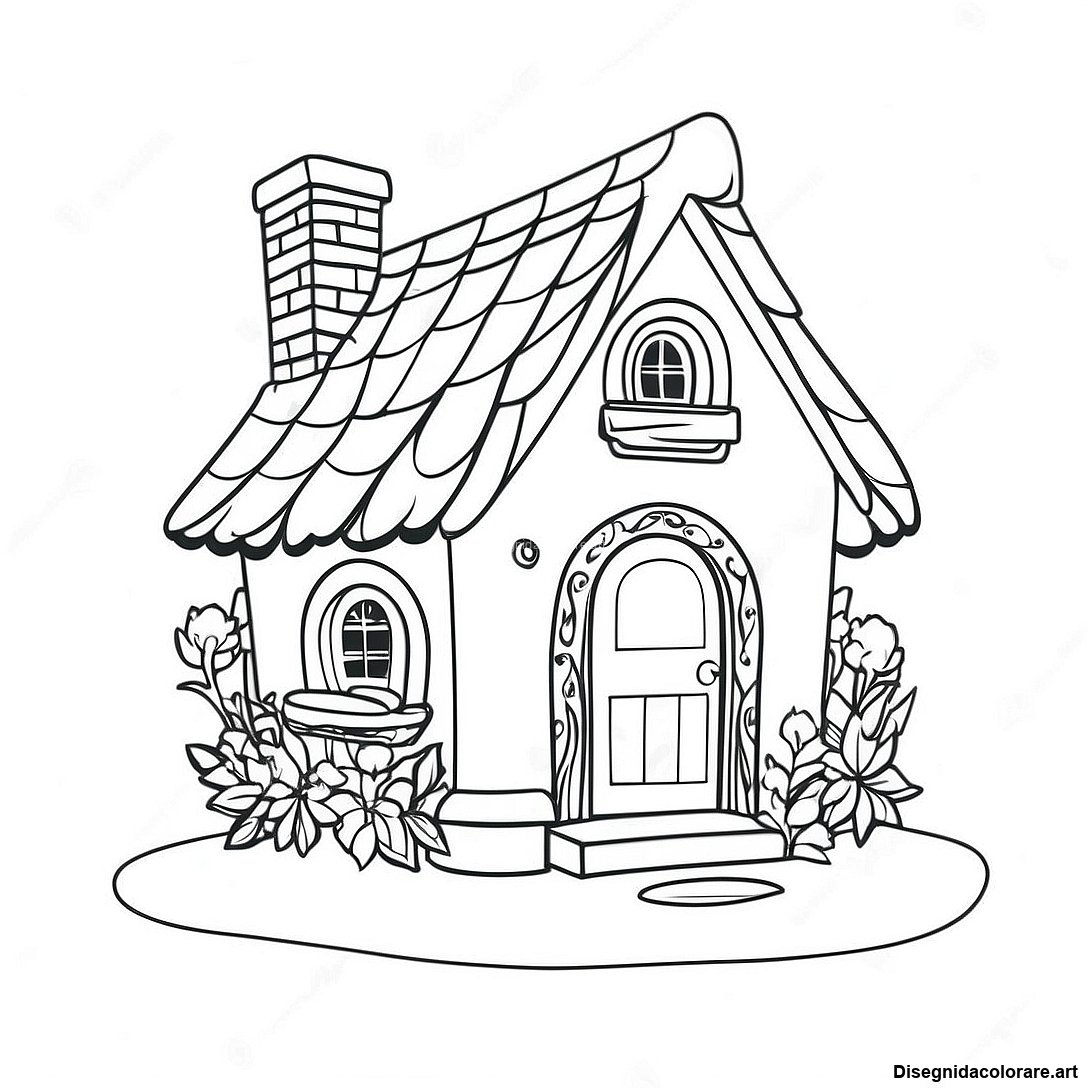 Pagina Da Colorare Con Cottage Incantevole 87596 28069