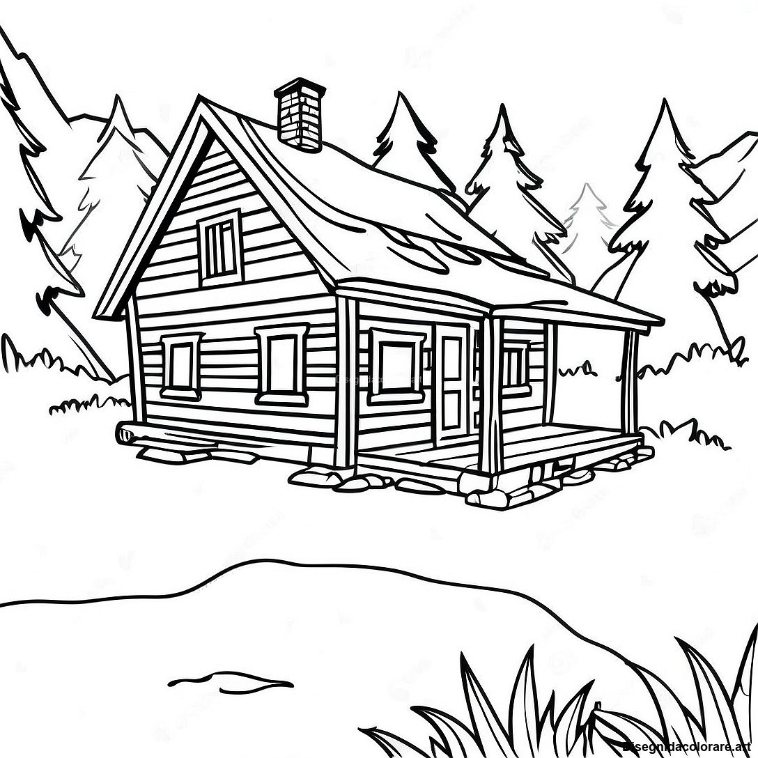 Pagina Da Colorare Della Cabina Rustica Di Montagna 91788 31571