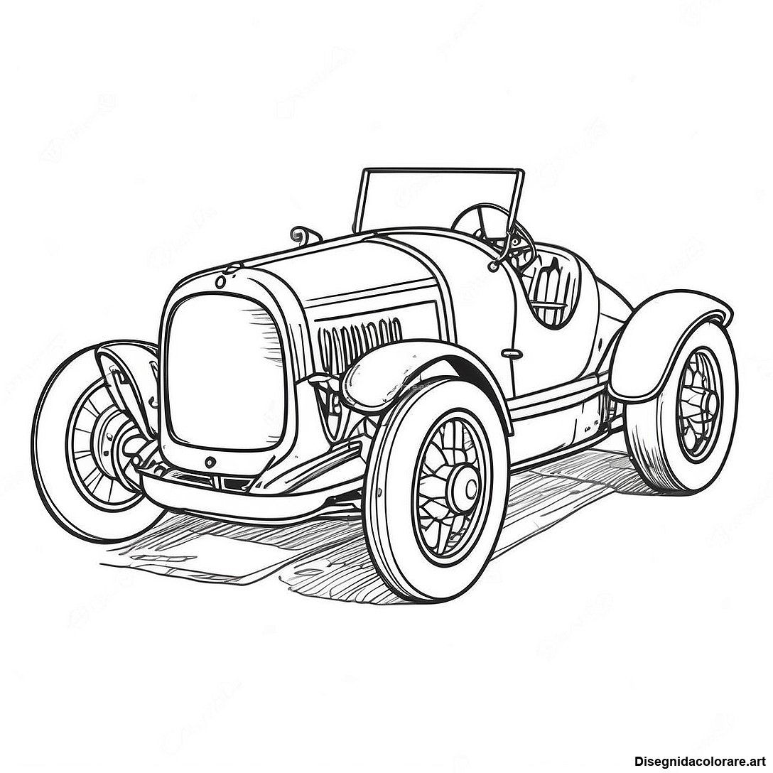 Pagina da colorare Pagina Da Colorare Della Vintage Auto Da Corsa stampabile gratuita dalla collezione Auto — disegno in bianco e nero per bambini e adulti.