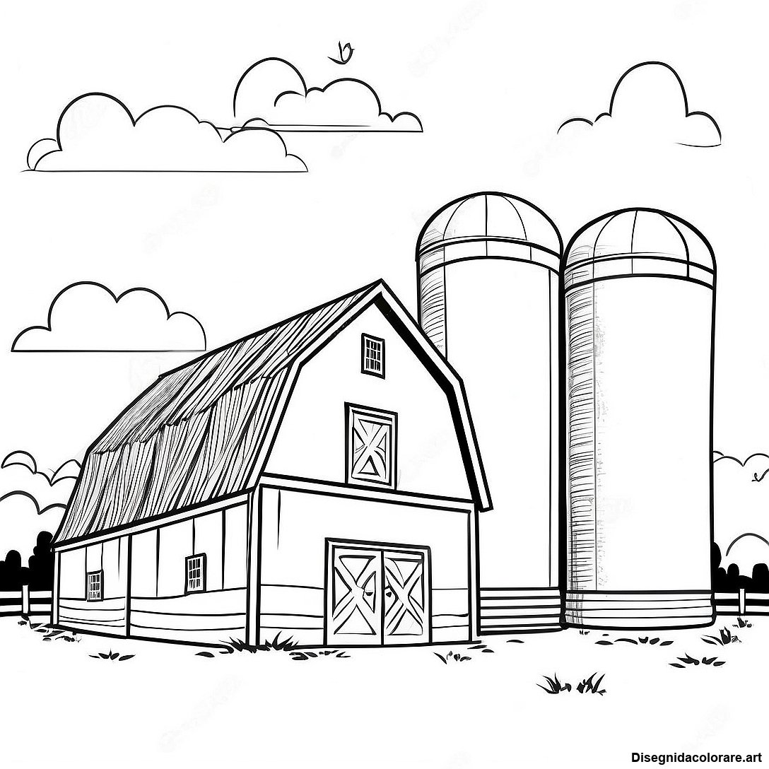 Pagina Da Colorare Di Fienile Vintage Con Silos 77449 20078
