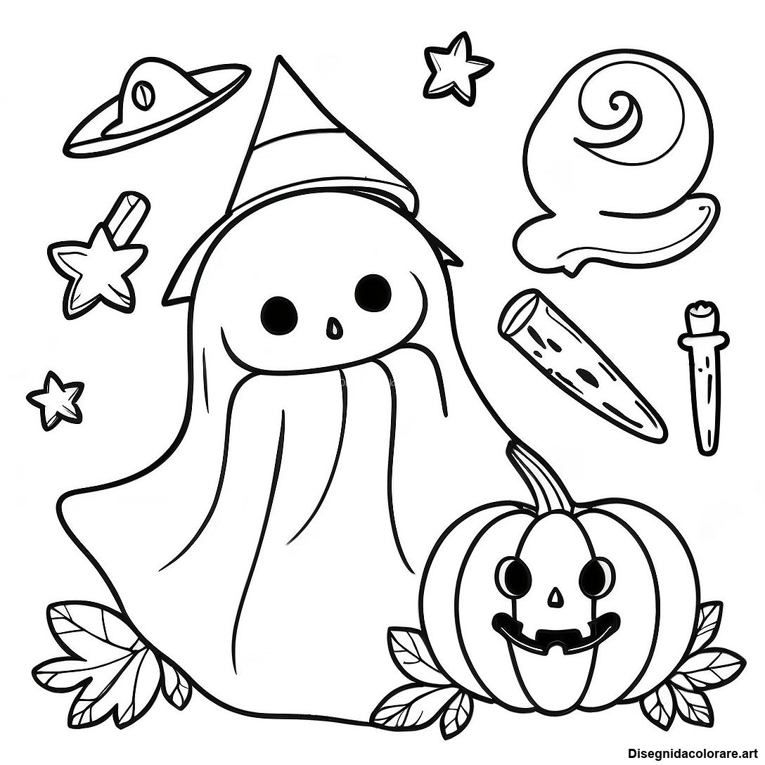 Pagina da colorare Pagina Da Colorare Di Halloween Vintage stampabile gratuita dalla collezione Halloween — disegno in bianco e nero per bambini e adulti.