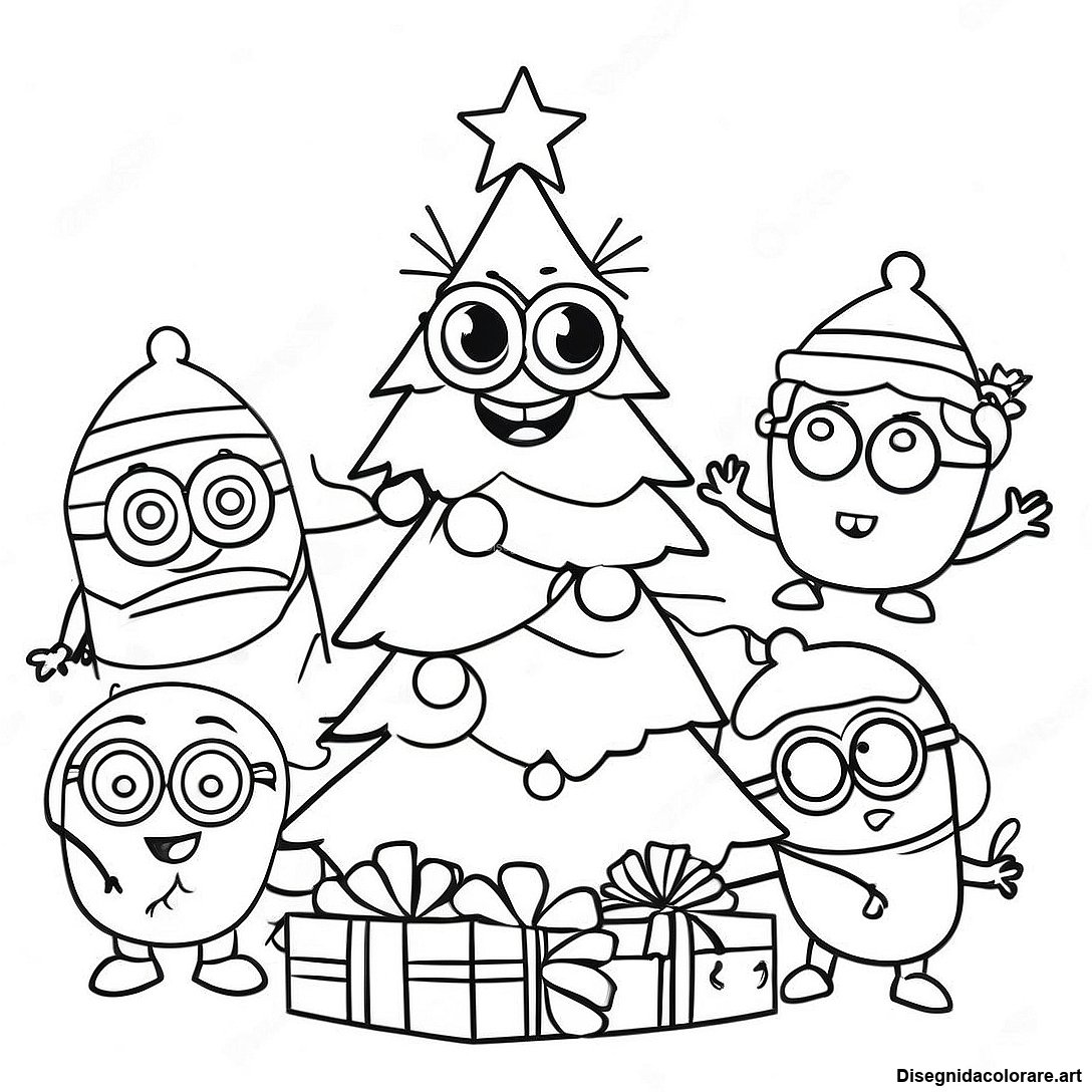 Pagina Da Colorare Minions Festivi Che Decorano Un Albero 138234 69614