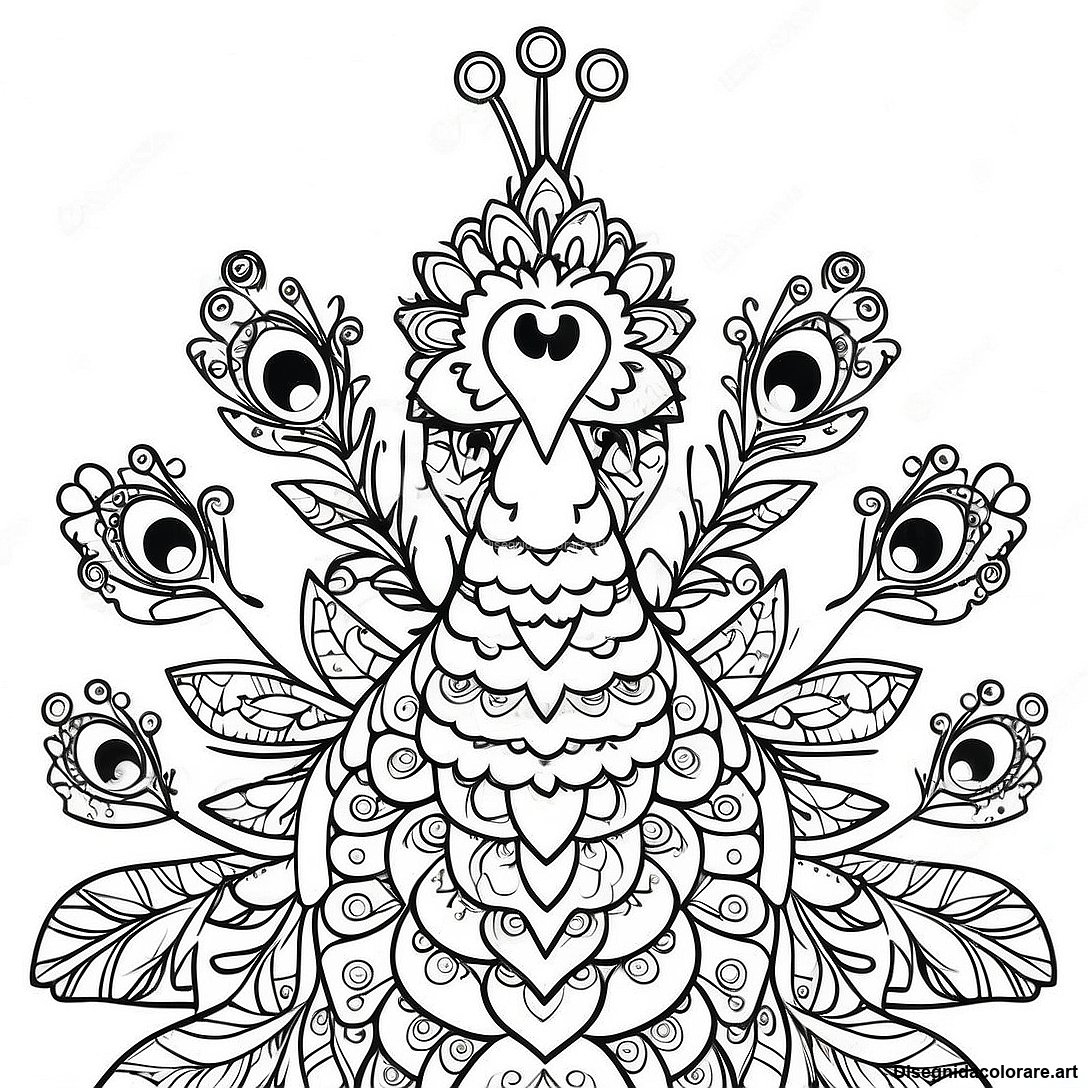 Pavone Vivace Con Motivi Dettagliati Disegno Da Colorare 61600 13541