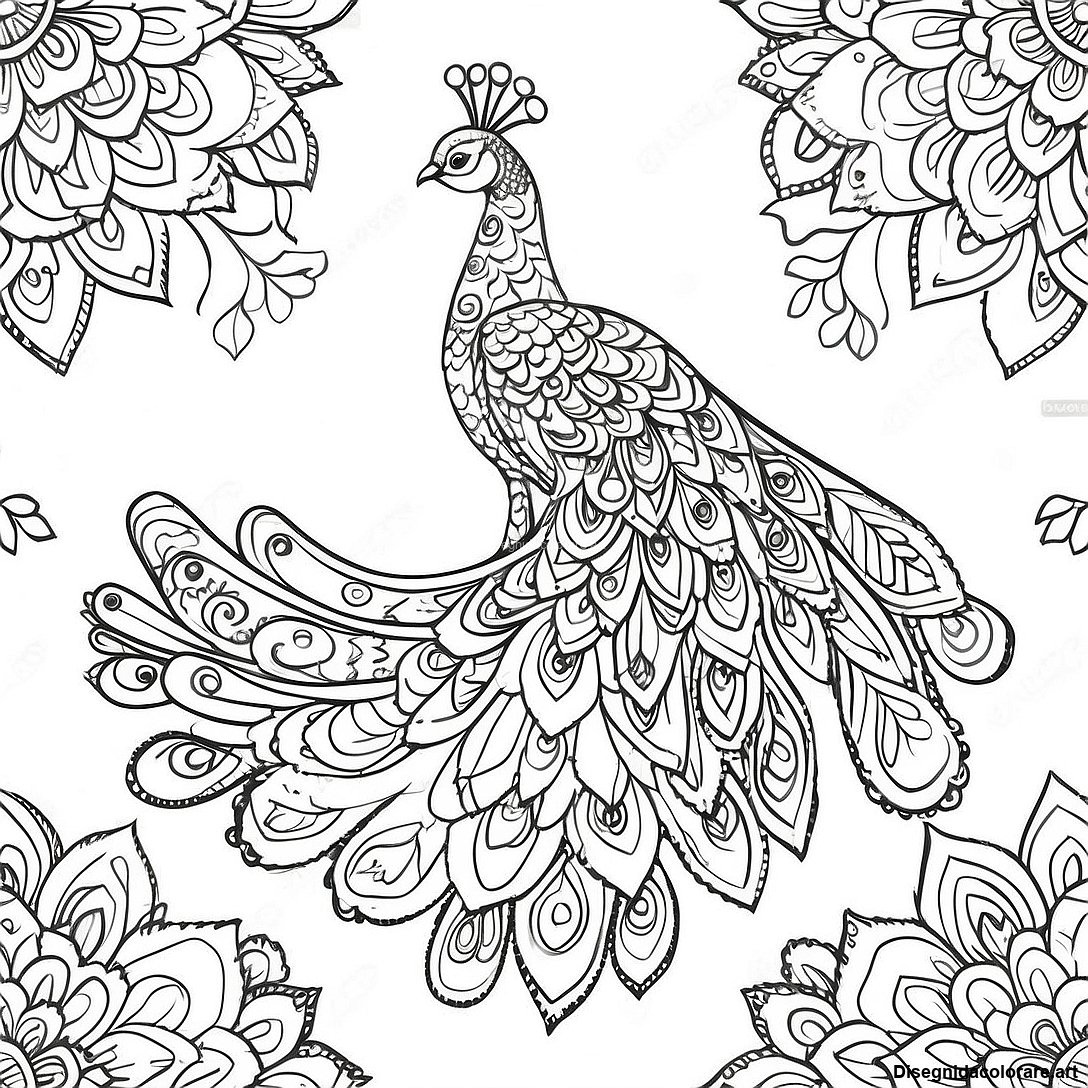 Pavone Vivace Con Motivi Dettagliati Disegno Da Colorare 61600 13542