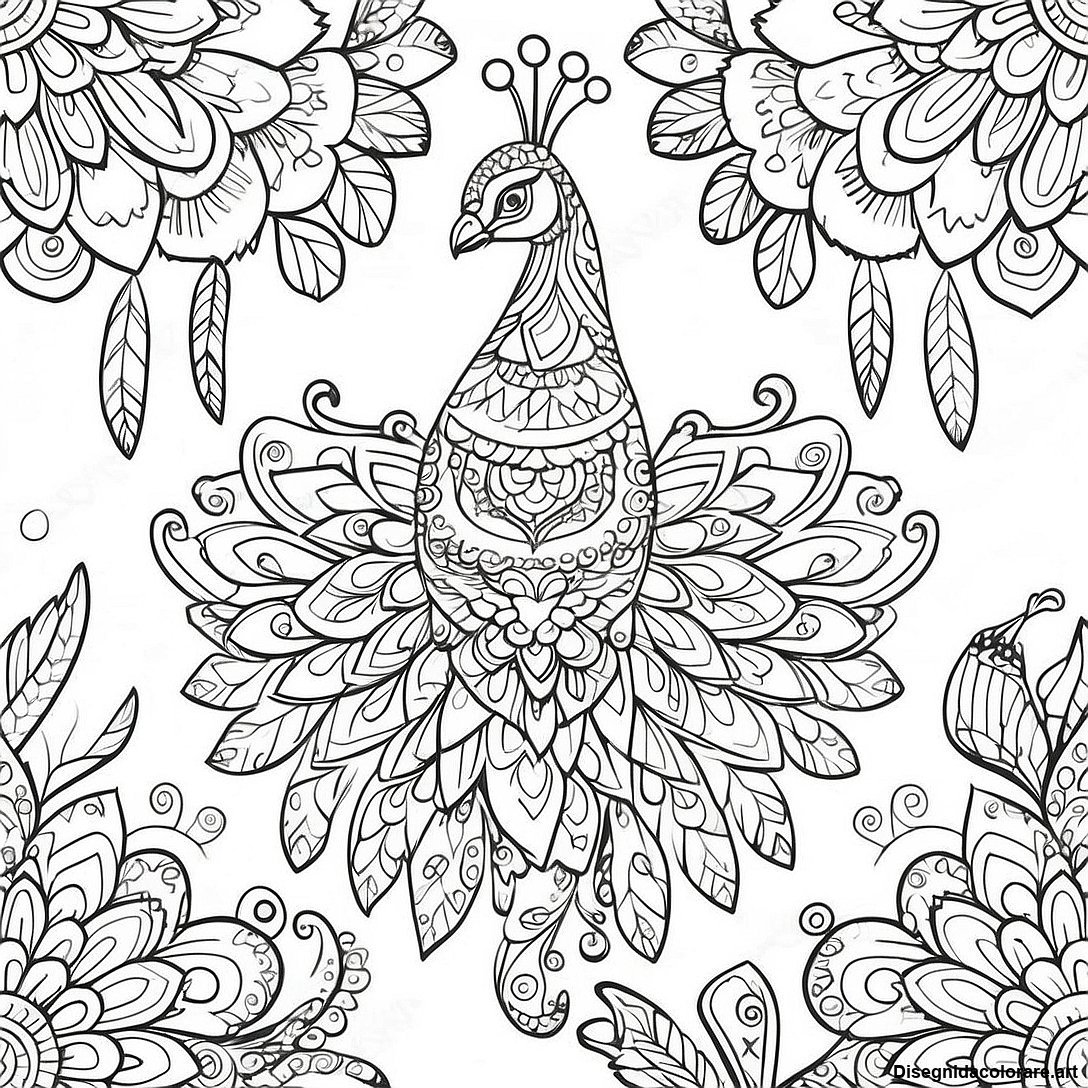 Pavone Vivace Con Motivi Dettagliati Disegno Da Colorare 61600 13543