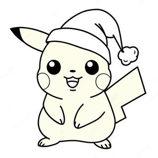 Pagina Da Colorare Di Pikachu Festivo Con Cappello Di Babbo Natale 100140 38792