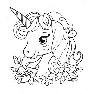 Pagina Da Colorare Di Un Unicorno Fantasioso Con Fiori 100525 39103