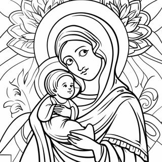 Pagina Da Colorare Della Vergine Maria E Del Bambino Gesu 101113-39553
