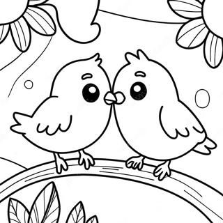 Pagina Da Colorare Con Adorabili Uccelli Innamorati 10154-979