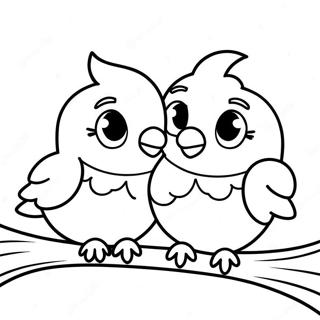 Pagina Da Colorare Con Adorabili Uccelli Innamorati 10154-980