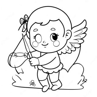 Pagina Da Colorare Con Un Affascinante Cupido Con Arco 10156-389