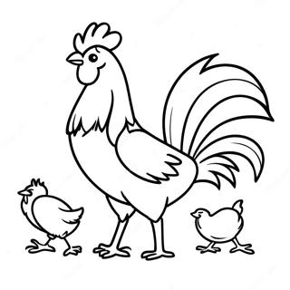 Pagina Da Colorare Con Gallo Giocoso Con Pulcini 101859-40246