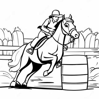 Pagina Da Colorare Di Cavallo E Cavaliere Nel Barrel Racing 101933-40294
