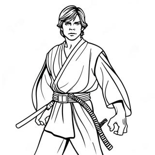 Pagina Da Colorare Di Luke Skywalker Con Spada Laser 102193-40501