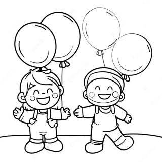 Pagina Da Colorare Di Bambini Felici Con Palloncini 102296 40581