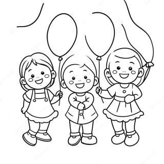 Pagina Da Colorare Di Bambini Felici Con Palloncini 102296 40582