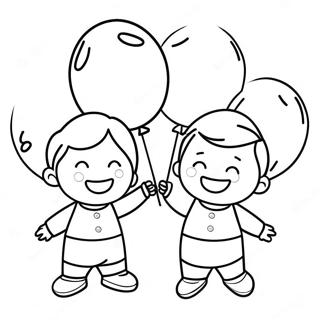 Pagina Da Colorare Di Bambini Felici Con Palloncini 102296 40584