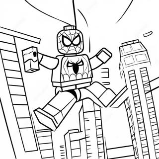 Pagina Da Colorare Di Spiderman Lego Che Oscilla Per La Citta 102838 41006