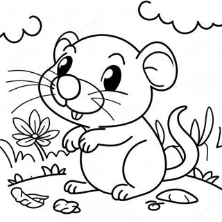 Pagina Da Colorare Del Ratto Felice Che Gioca Nel Giardino 103586-41589