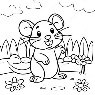 Pagina Da Colorare Del Ratto Felice Che Gioca Nel Giardino 103586-41591