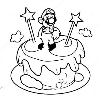 Pagina Da Colorare Della Torta Di Compleanno Colorata Di Mario 103892-41817