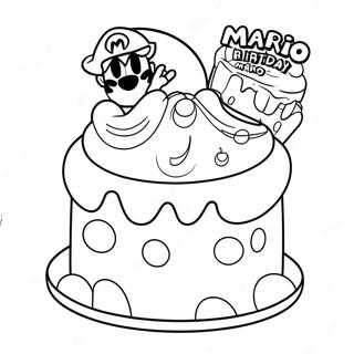 Pagina Da Colorare Della Torta Di Compleanno Colorata Di Mario 103892-41820