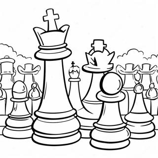 Pagina Da Colorare Di Pezzi Di Scacchi Giganti Nel Parco 104332 42169