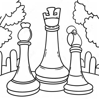 Pagina Da Colorare Di Pezzi Di Scacchi Giganti Nel Parco 104332 42170