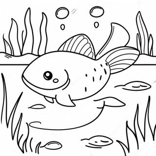 Pagina Da Colorare Del Pesce Gatto Realistico In Uno Stagno 104612 42386
