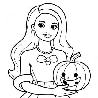 Pagina Da Colorare Di Barbie Con La Zucca 104714-42463
