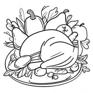 Pagina Da Colorare Del Banchetto Del Ringraziamento Con La Famiglia 10510-1580