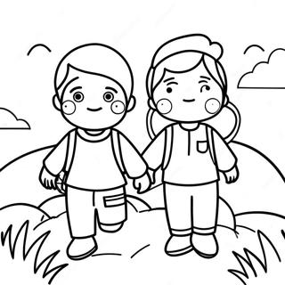 Pagina Da Colorare Di Ragazzo E Ragazza Avventurosi 105227-42859