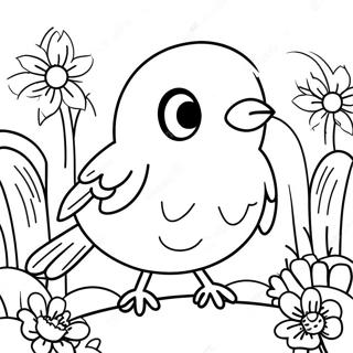 Pagina Da Colorare Del Felice Pettirosso In Primavera 105383 43000