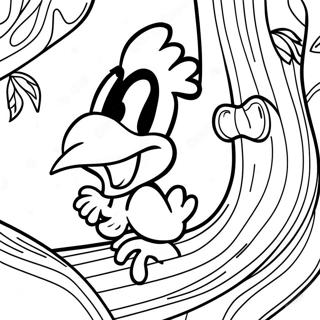 Pagina Da Colorare Di Woody Woodpecker Su Un Albero Pagine Da Colorare