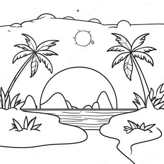 Pagina Da Colorare Del Tramonto Sullisola Tropicale 105613-43170