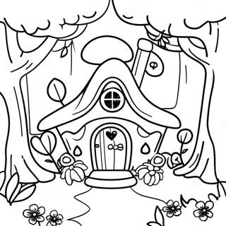 Pagina Da Colorare Della Casa Delle Fate Incantata Nella Foresta Incantata 105952-43443