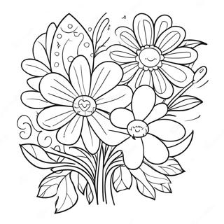 Pagina Da Colorare Di Un Bellissimo Mazzo Di Fiori Per La Festa Della Mamma 106771-44072