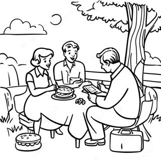Pagina Da Colorare Di Un Picnic In Famiglia Degli Anni 50 107309-44508