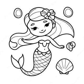 Pagina Da Colorare Di Elsa Sirena Elegante Con Conchiglie 107872-44939