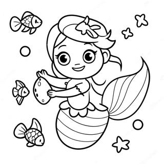 Pagina Da Colorare Di Elsa Sirena Giocosa Con Amici Pesci 107873-44941