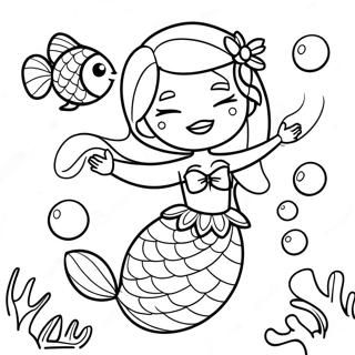 Pagina Da Colorare Di Elsa Sirena Giocosa Con Amici Pesci 107873-44944
