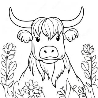Pagina Da Colorare Mucca Delle Highlands Con Fiori 108233-45223