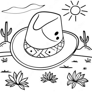 Pagina Da Colorare Cappello Da Cowboy Vintage In Scena Deserto 109057-45859