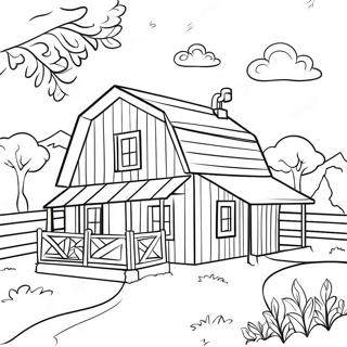 Pagina Da Colorare Di Una Casa Di Campagna Incantevole Con Fienile 113065 49188