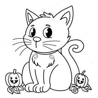 Gatto Nero Di Halloween Pagine Da Colorare