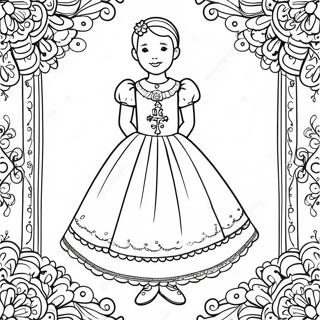 Pagina Da Colorare Di Un Bellissimo Vestito Da Comunione 113914-49845