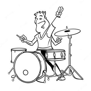 Pagina Da Colorare Del Batterista In Azione Della Band Rock 114814 50546