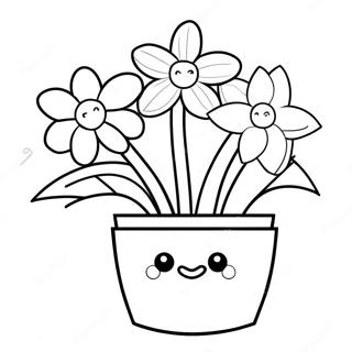 Pagina Da Colorare Con Vaso Di Fiori Carino 115973-51442
