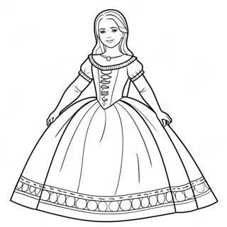 Pagina Da Colorare Di Isabella Nel Suo Vestito Pagine Da Colorare